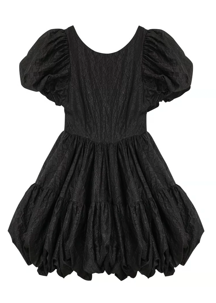 Flower petal jacquard balloon one-piece