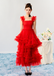”Ballerina” blooming tulle dress(red)