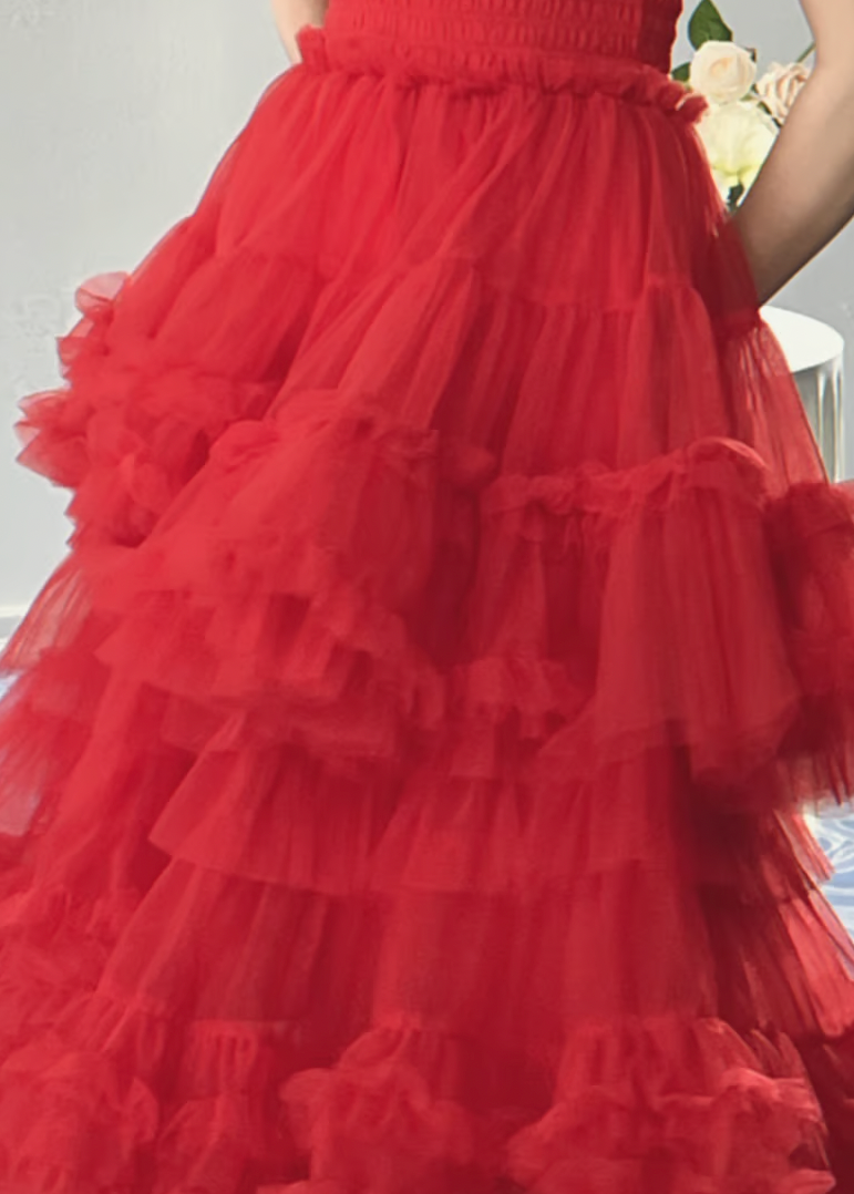 ”Ballerina” blooming tulle dress(red)