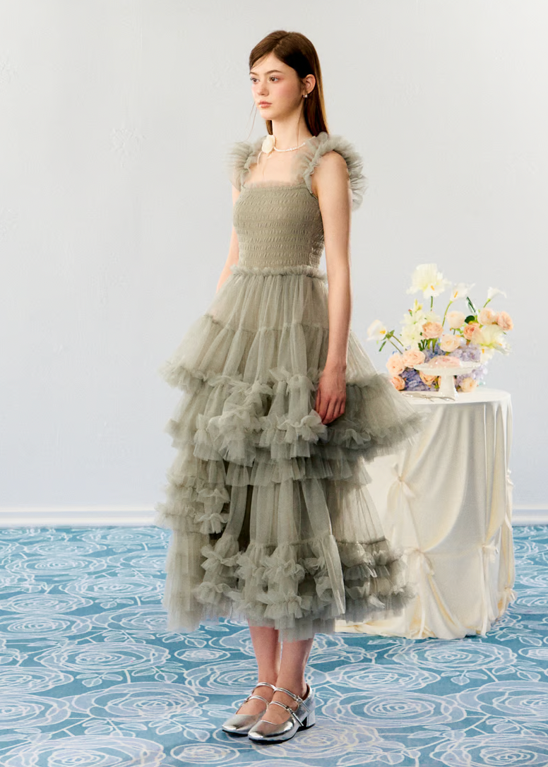 ”Ballerina” blooming tulle dress(moss green)
