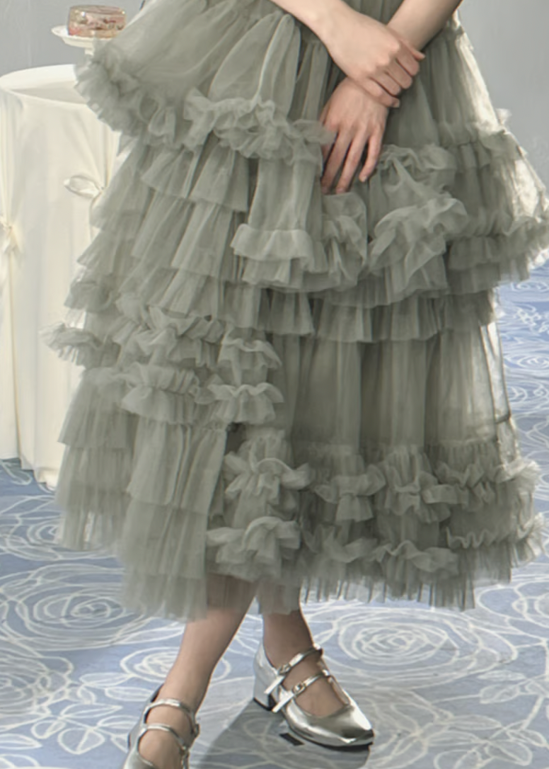 ”Ballerina” blooming tulle dress(moss green)