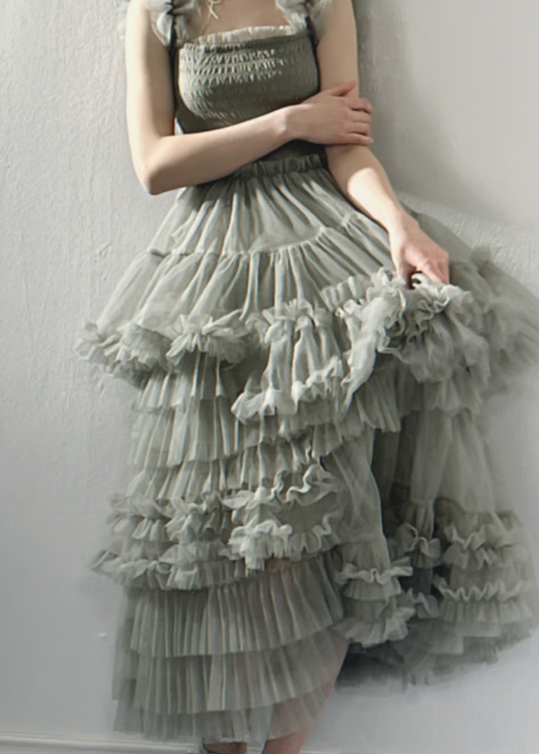 ”Ballerina” blooming tulle dress(moss green)