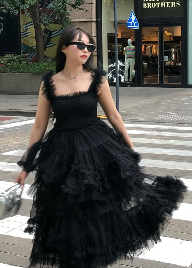 ”Ballerina” blooming tulle dress(black)