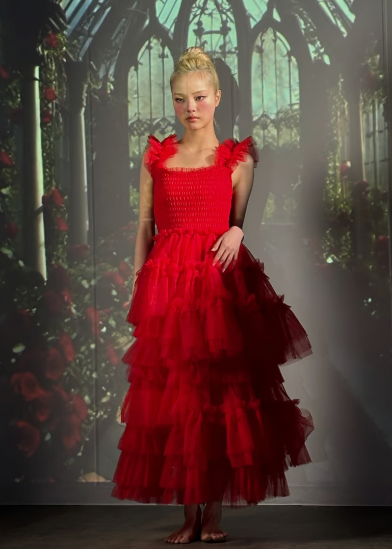 Ballerina” blooming tulle dress(red) – Treat Ürself