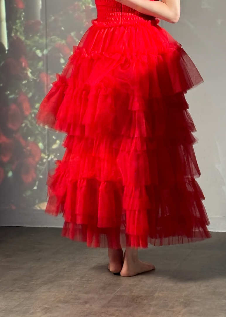 ”Ballerina” blooming tulle dress(red)