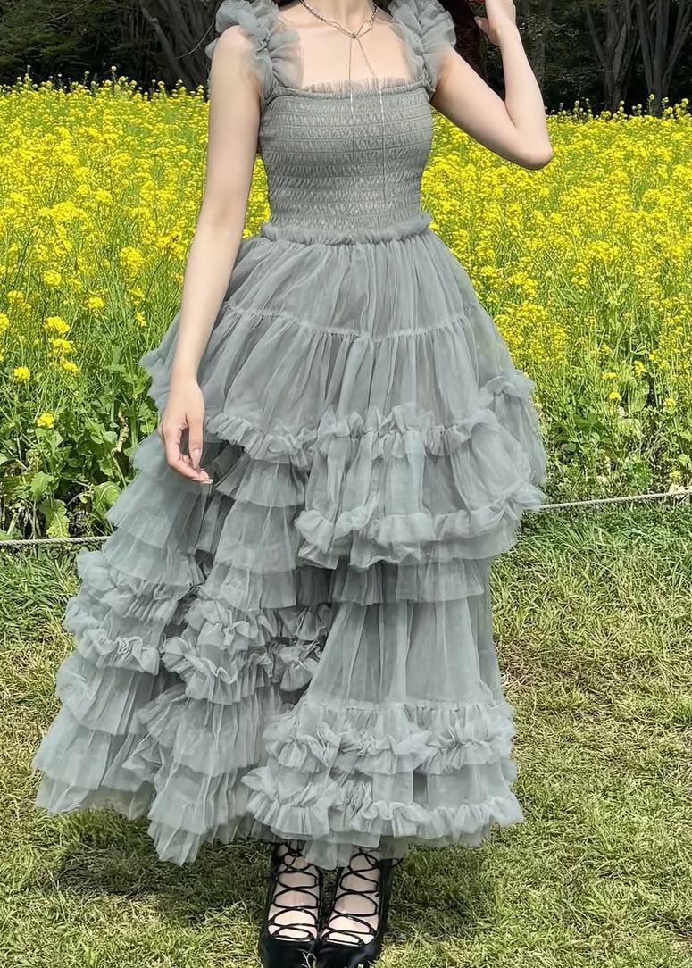 ”Ballerina” blooming tulle dress(moss green)