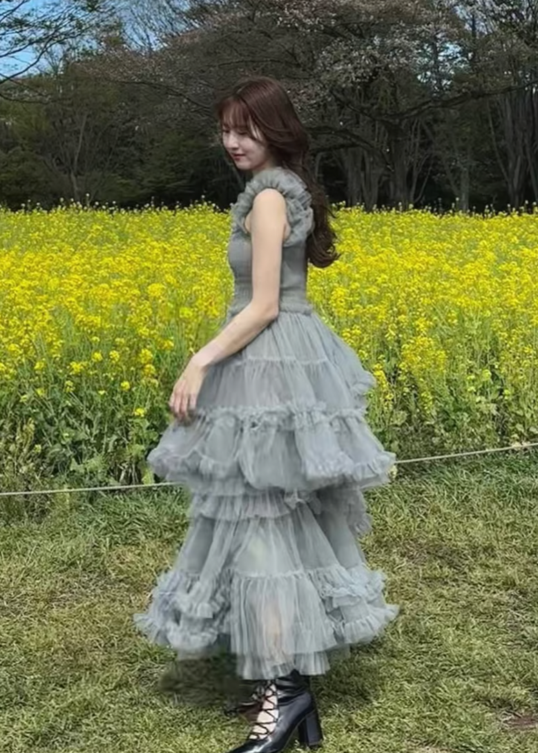 ”Ballerina” blooming tulle dress(moss green)