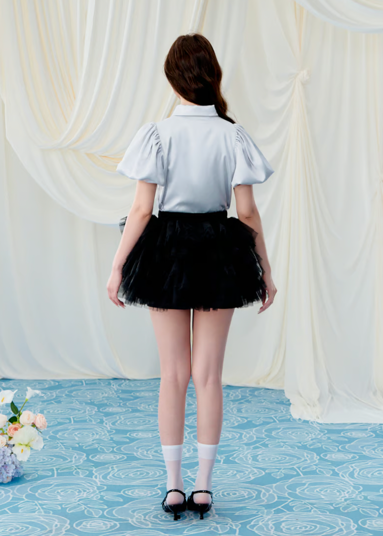 トリートユアセルフ　Rose choker satin puff blouse Rose choker satin puff blouse – Treat Ürself