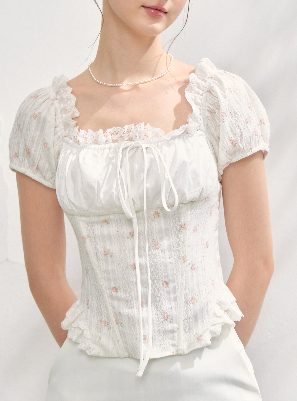 Lacy rose corset blouse/Whip layered skirts