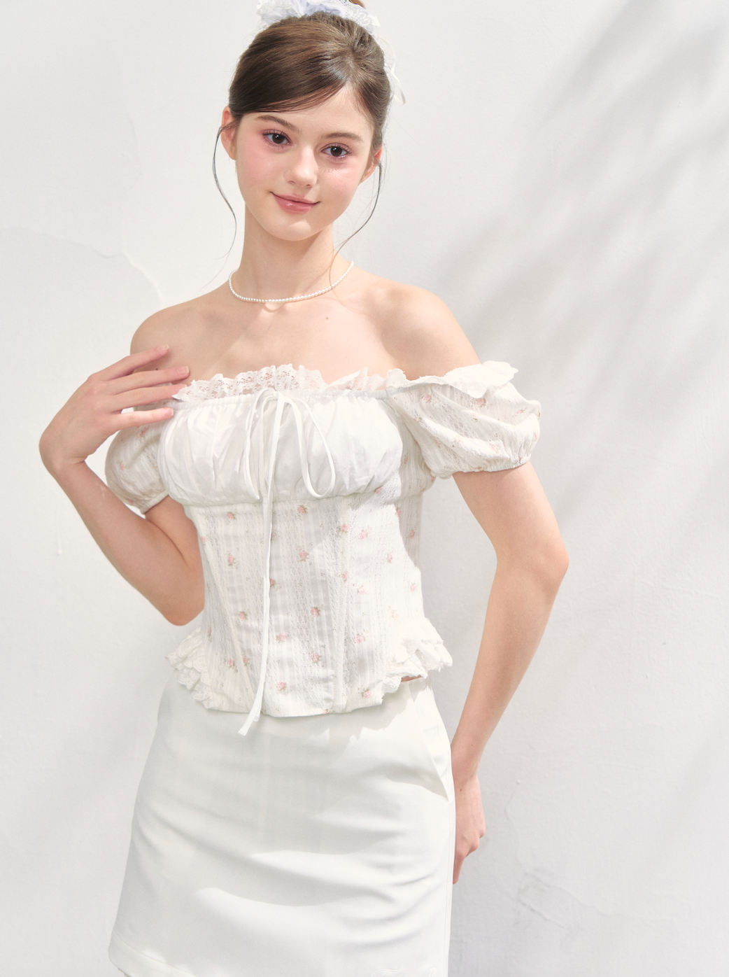 Lacy rose corset blouse/Whip layered skirts