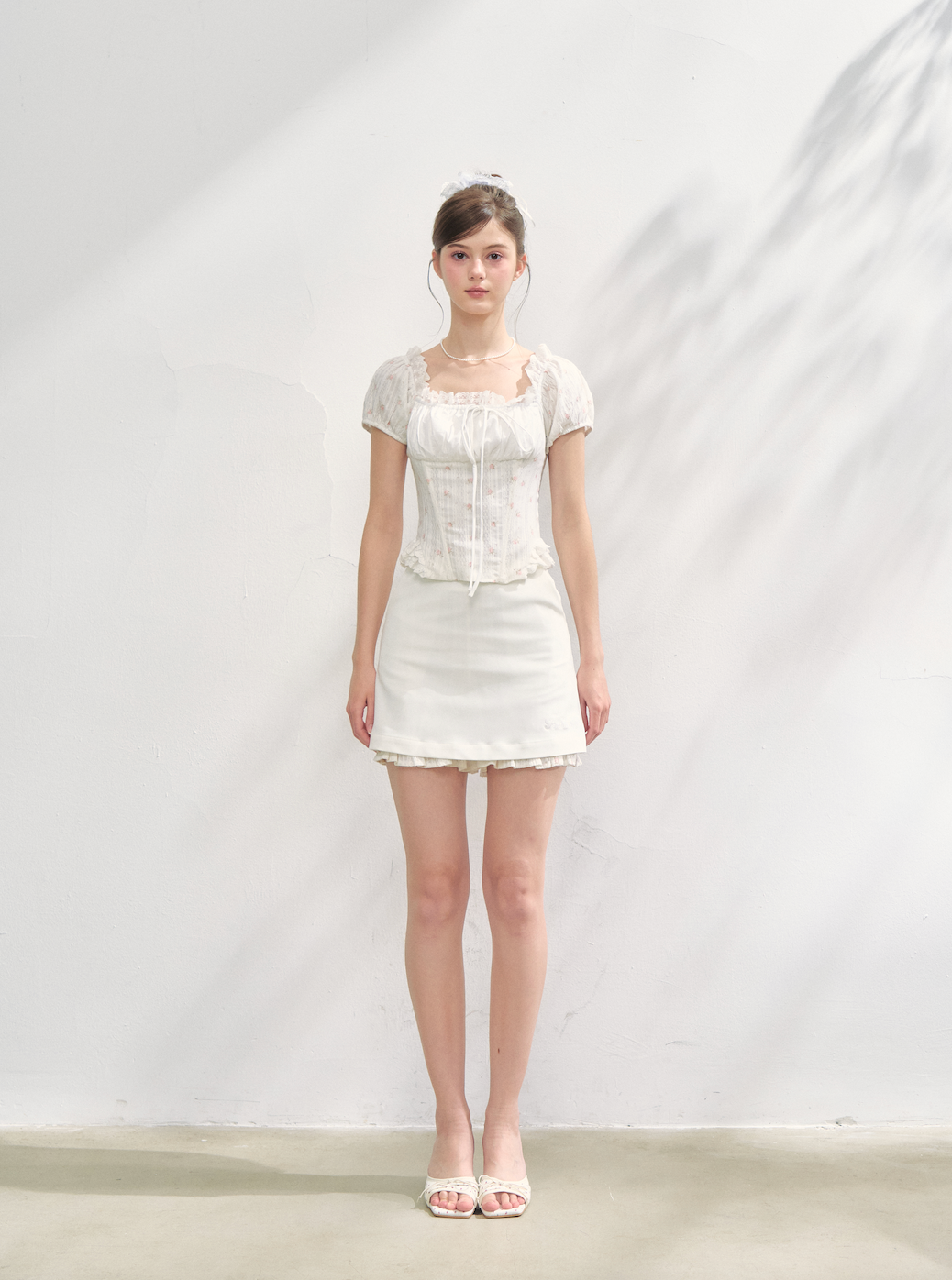 Lacy rose corset blouse/Whip layered skirts