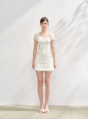 Lacy rose corset blouse/Whip layered skirts