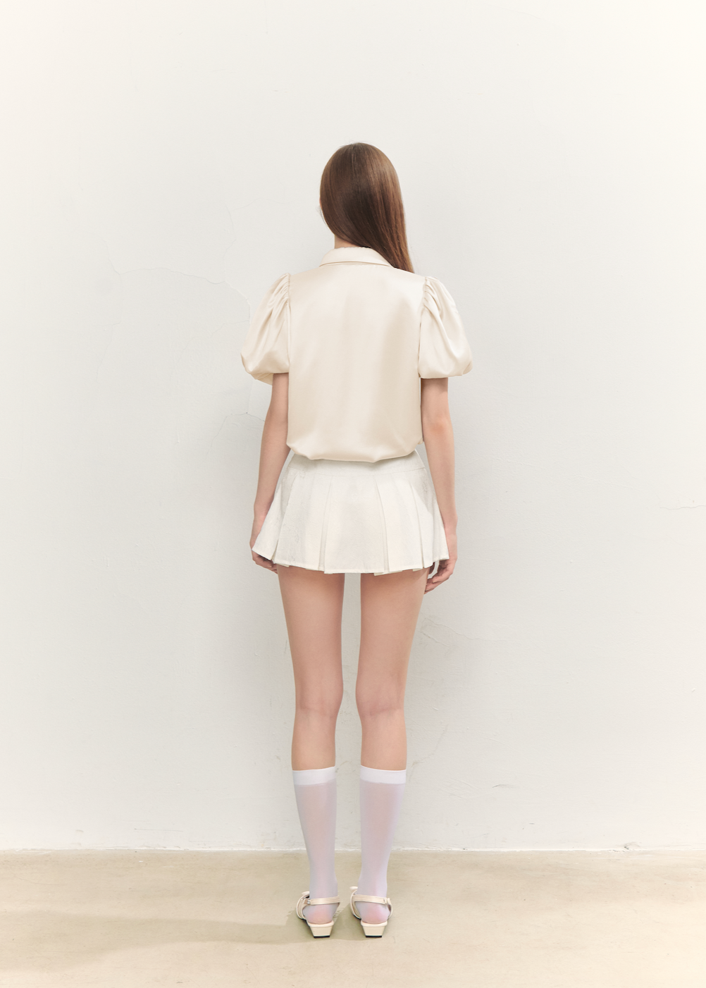 Rose choker satin puff blouse(pink)
