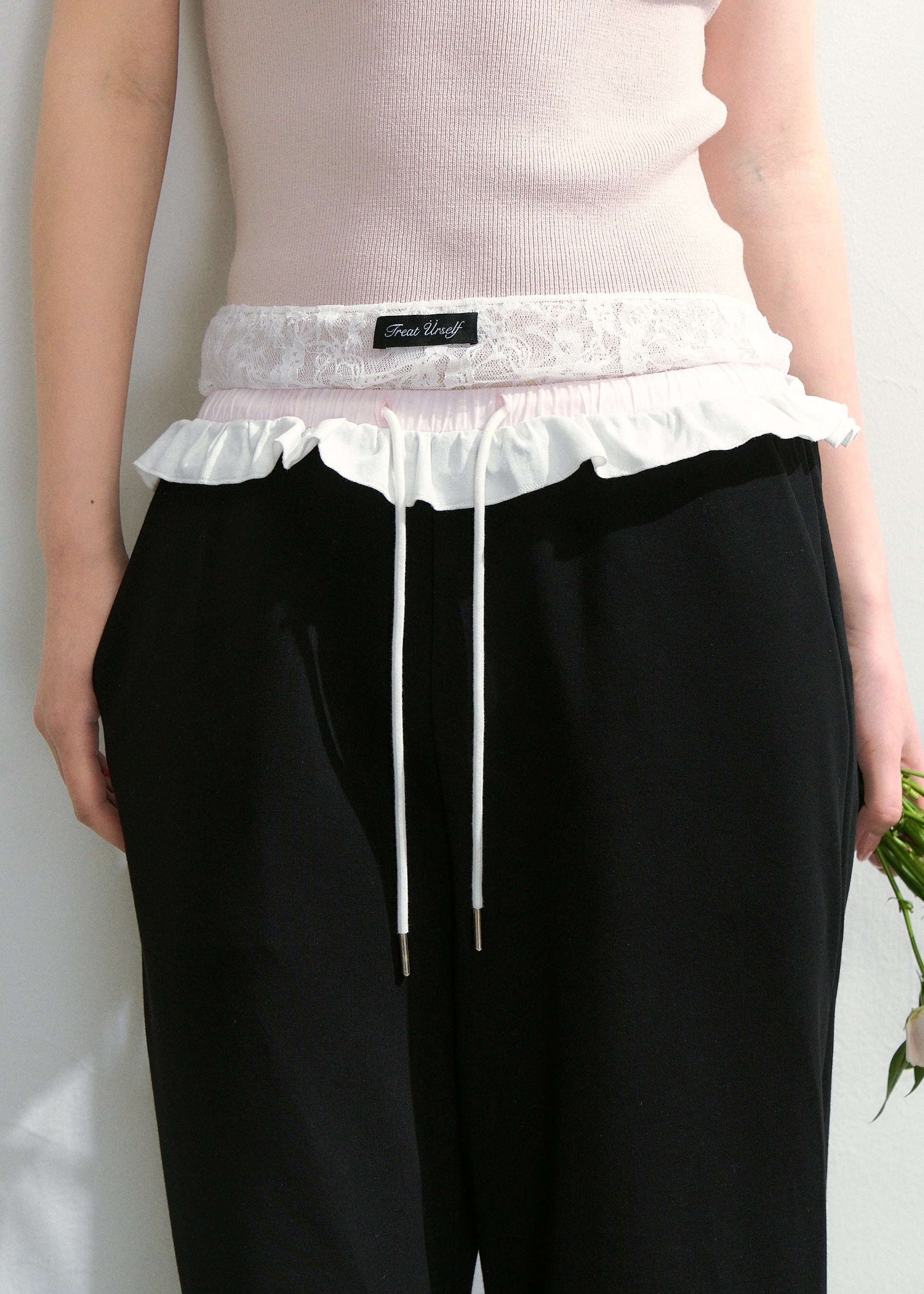 Treat ürself Double waist lace pants 黒 Double waist lace pants – Treat Ürself