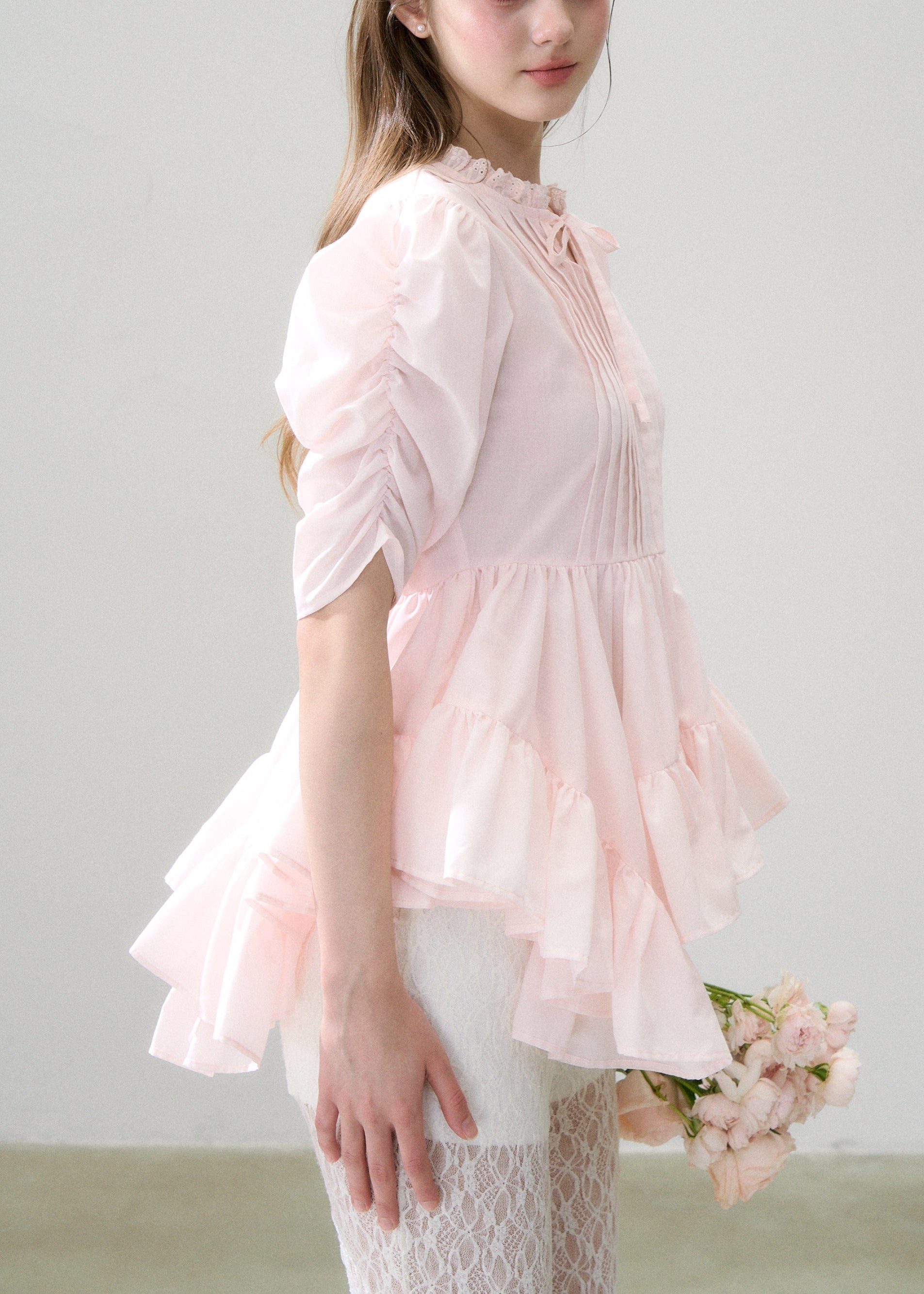 Twist Flare Pintuck Blouse