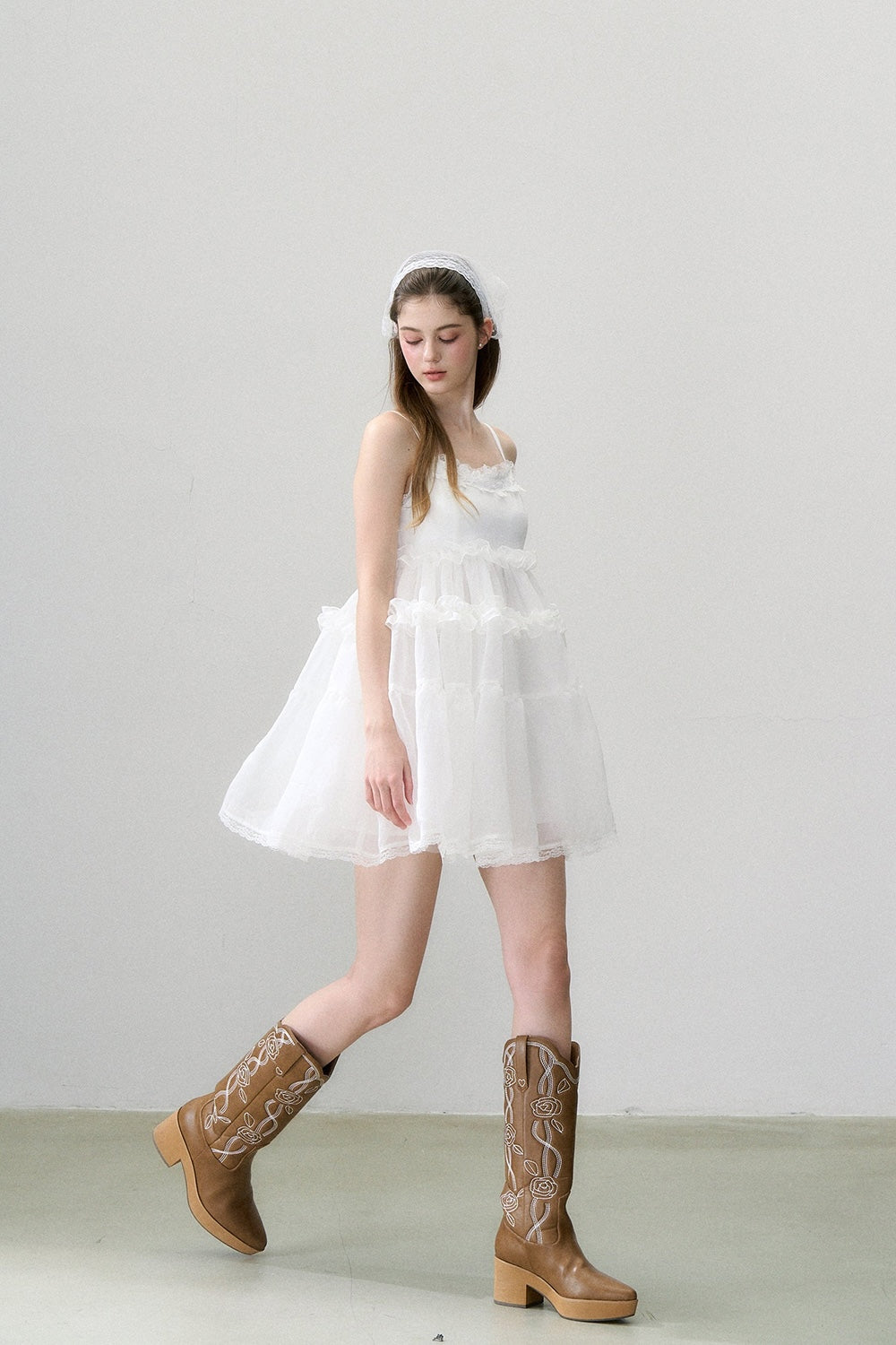 Rose embroidery western boots