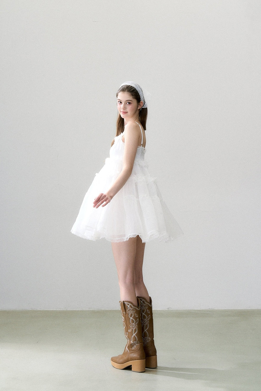 Rose embroidery western boots
