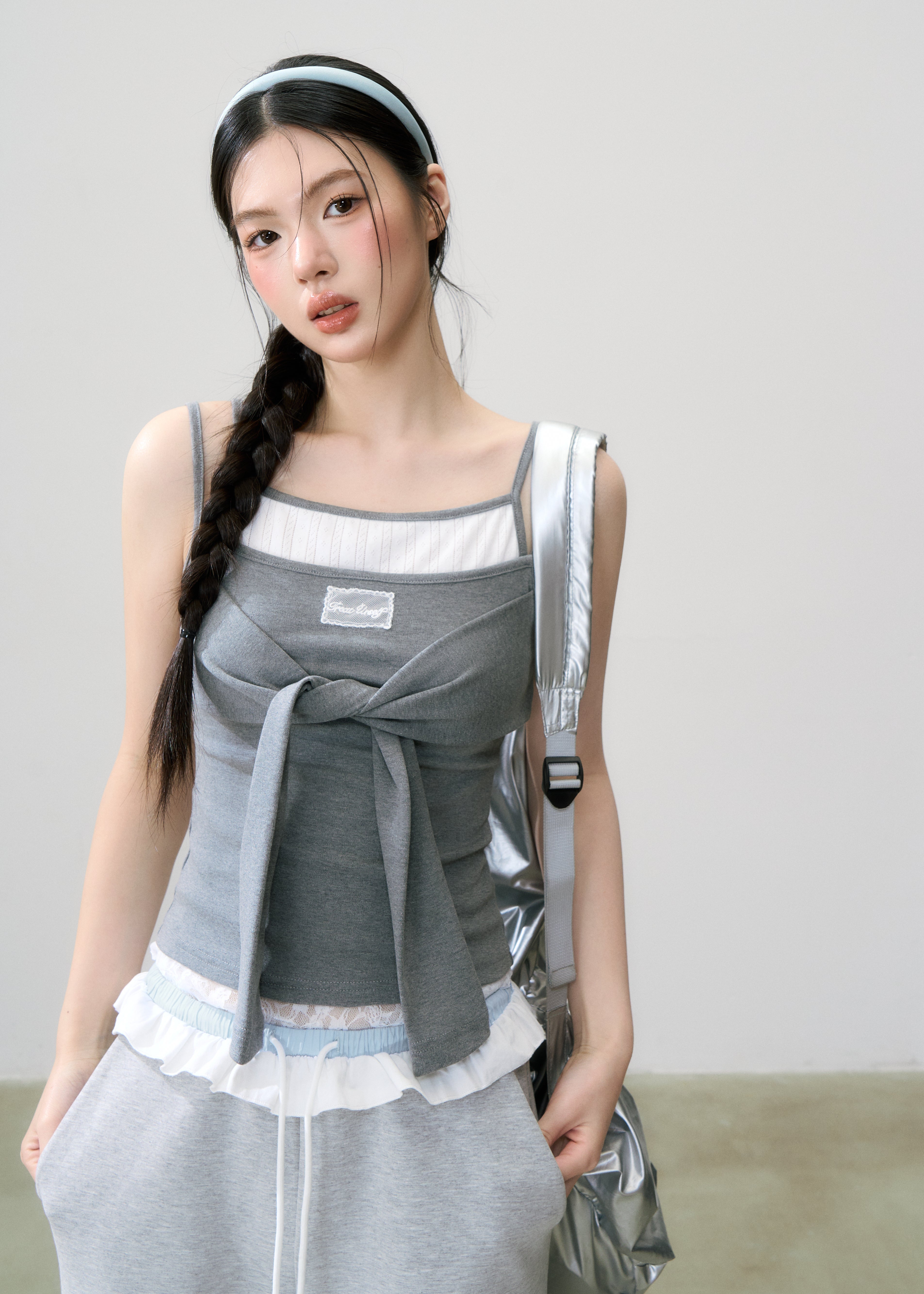 トリートユアセルフ Double waist lace pants グレー トリートユアセルフ Double waist lace pants グレー Double