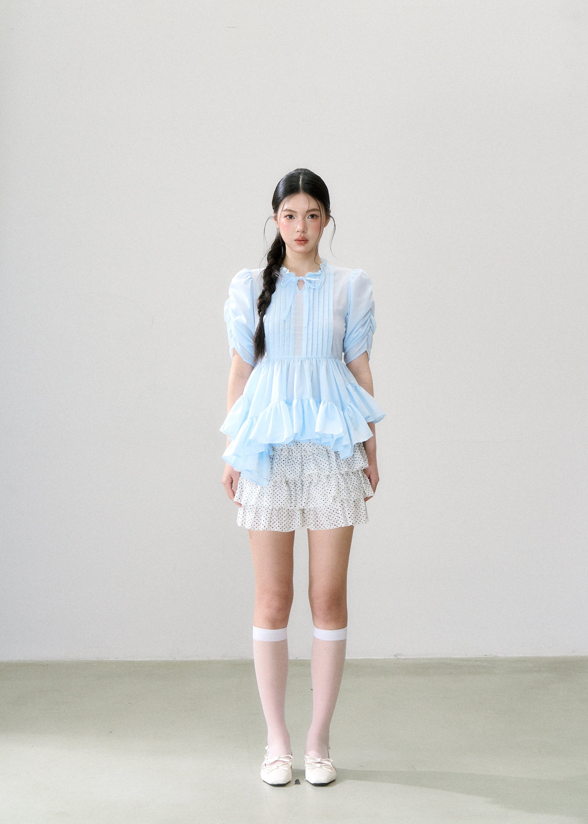 Twist Flare Pintuck Blouse