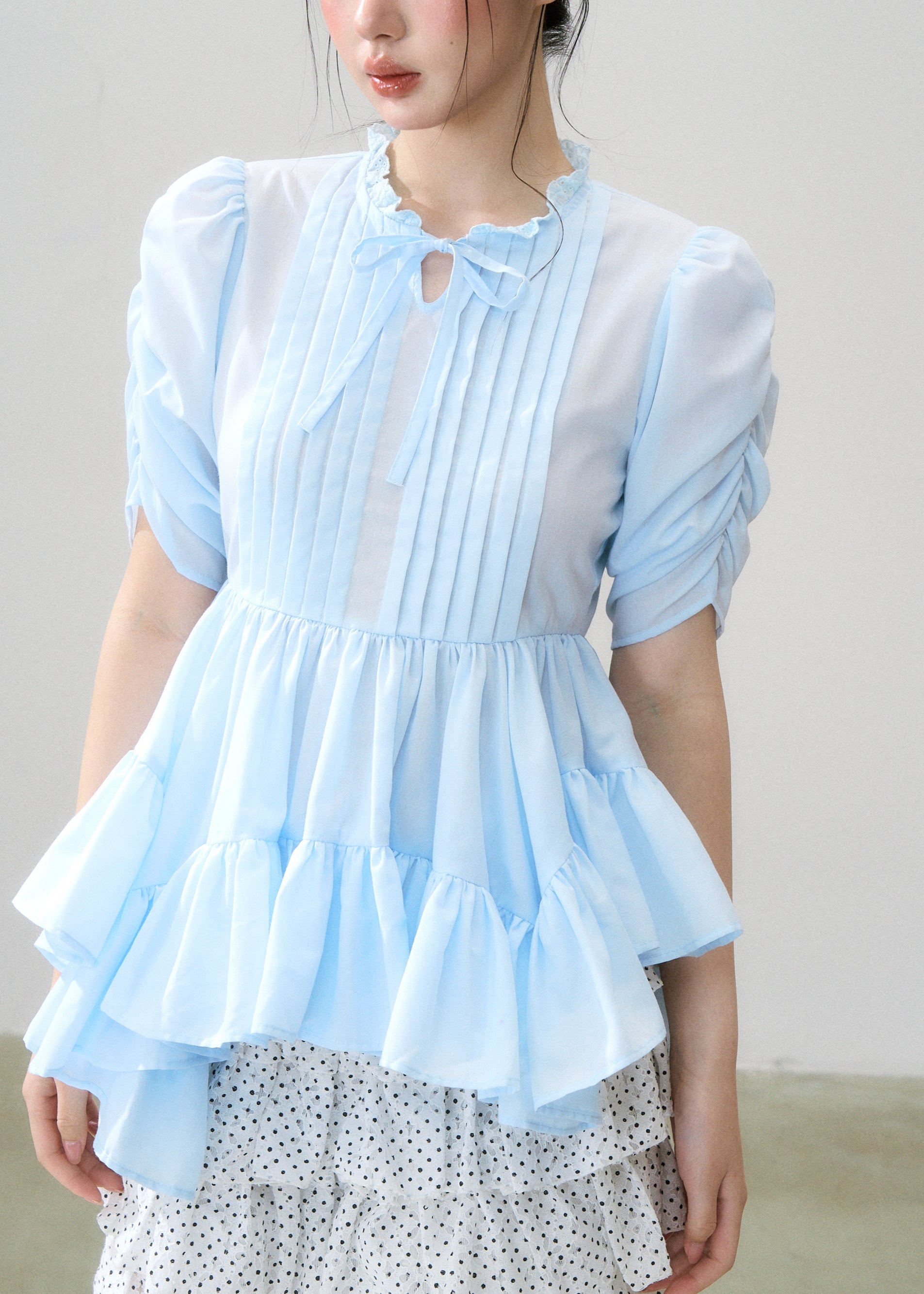 Twist Flare Pintuck Blouse