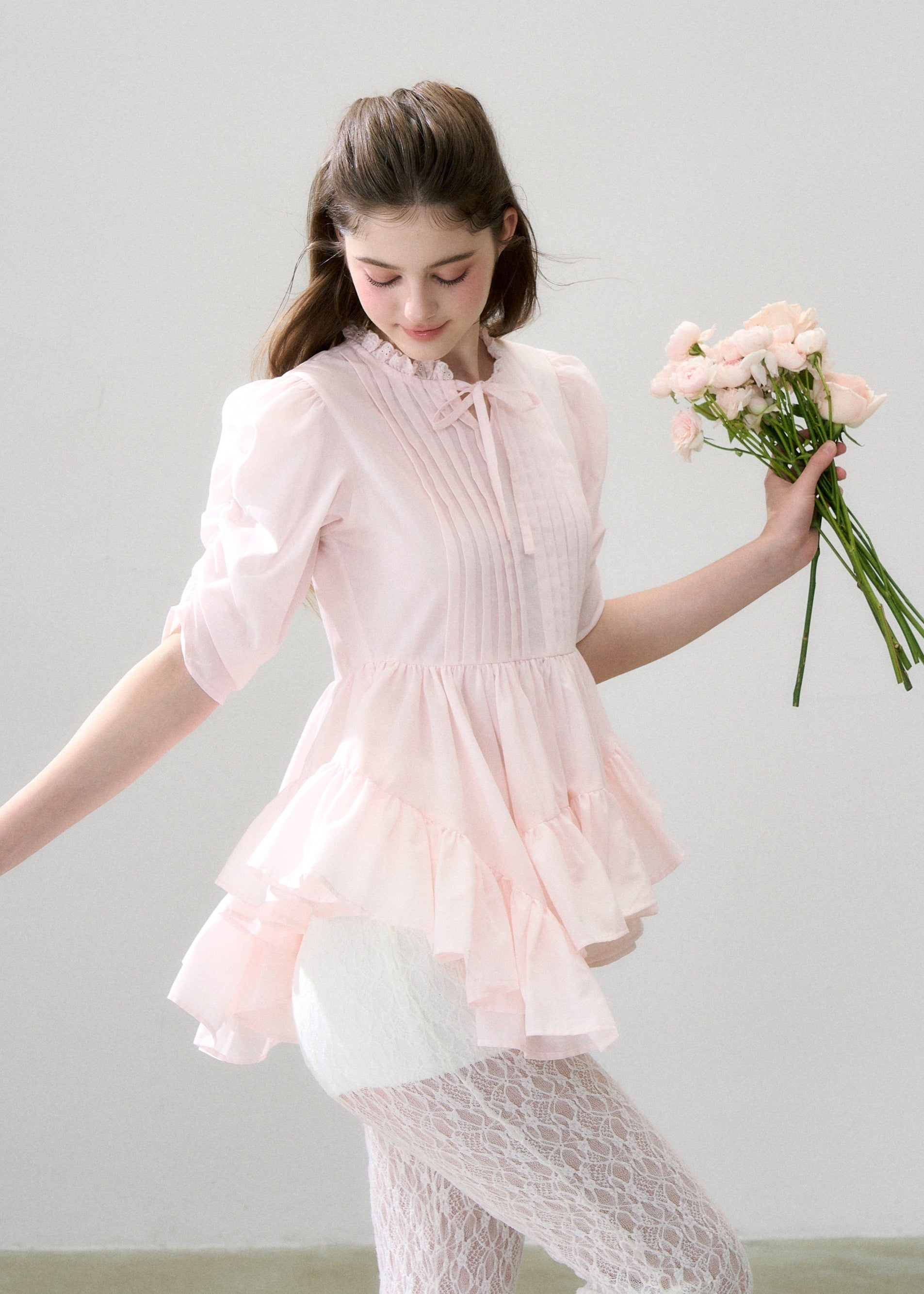 Twist Flare Pintuck Blouse