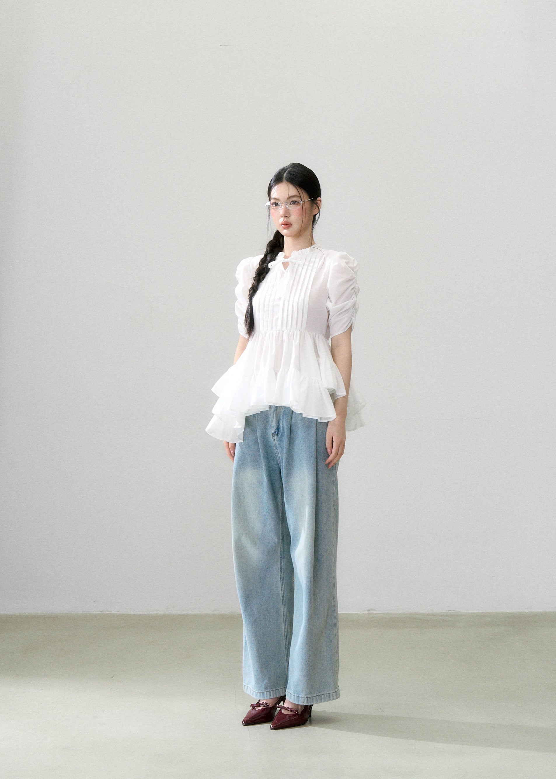 Twist Flare Pintuck Blouse