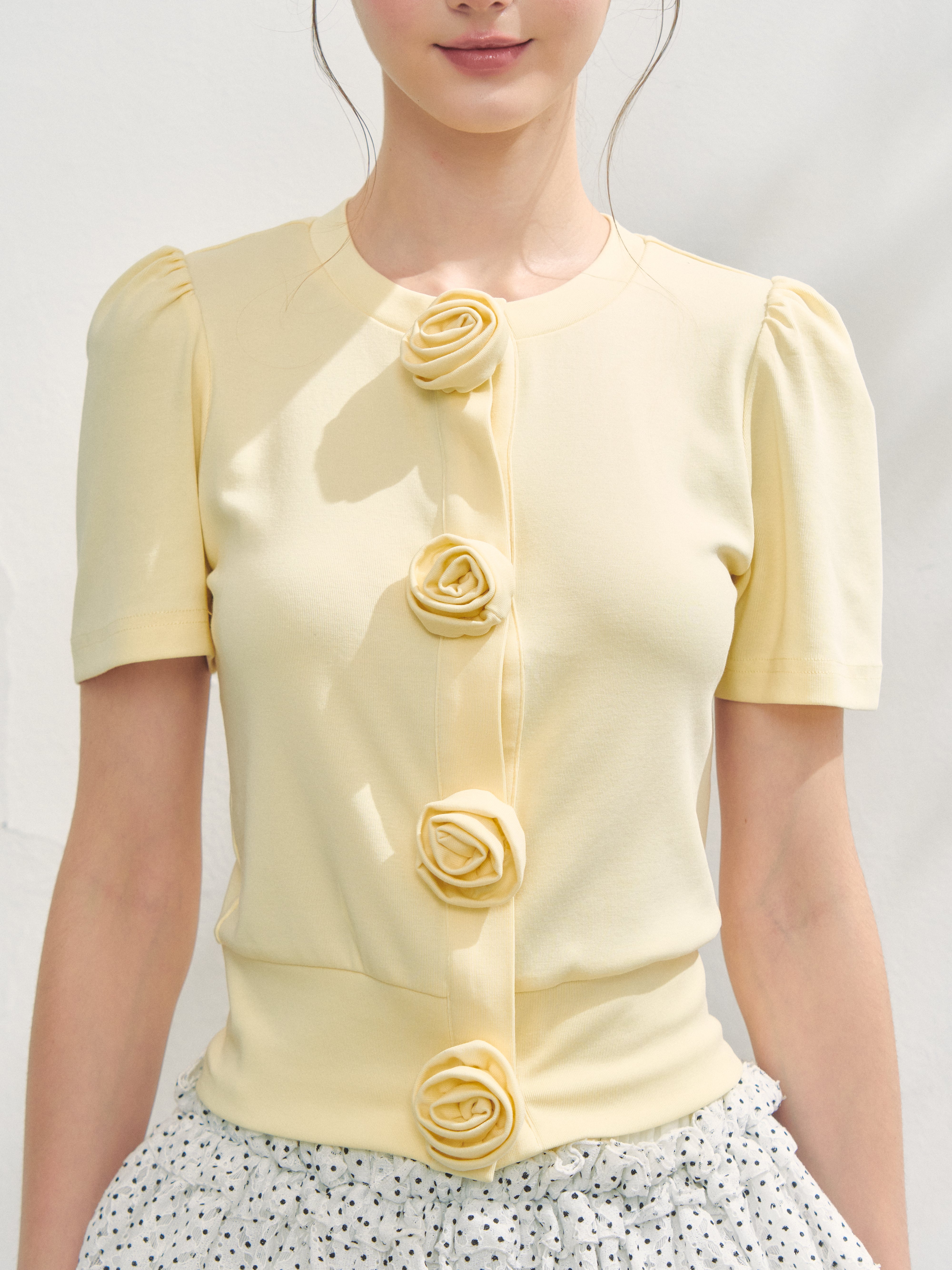 Rose flower motif short sleeve cardigan – Treat Ürself