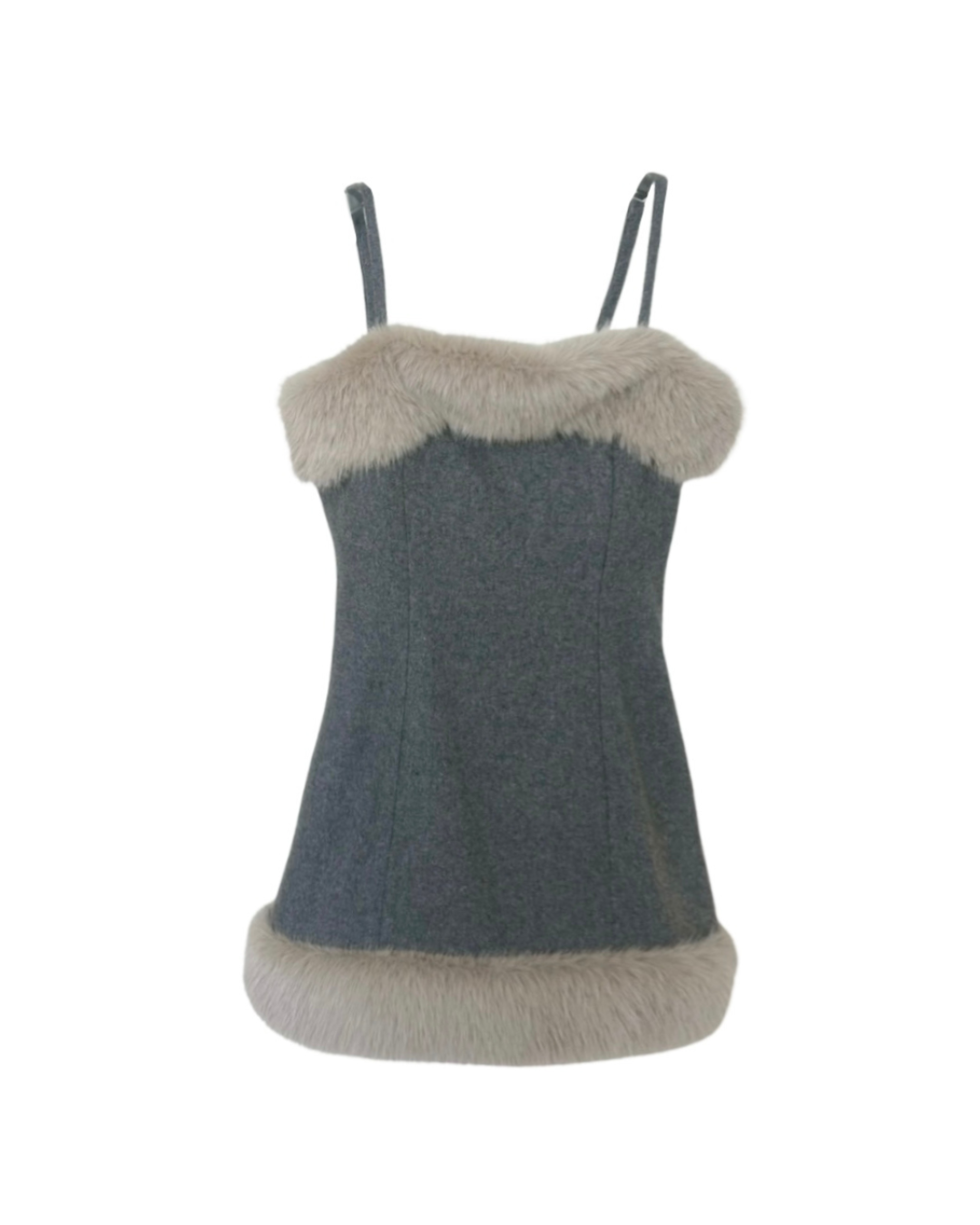 lady fur camisole one-piece