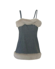 lady fur camisole one-piece