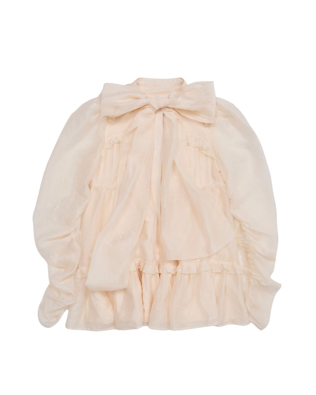 Sheer ribbon frill one-piece