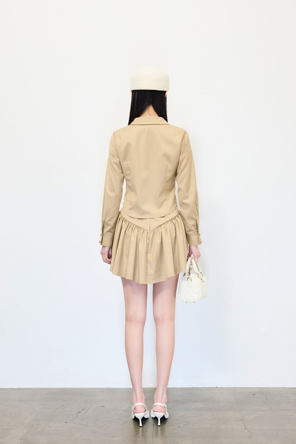 Gather flare mini skirt