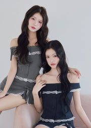 Juliet stripe off sholder tops