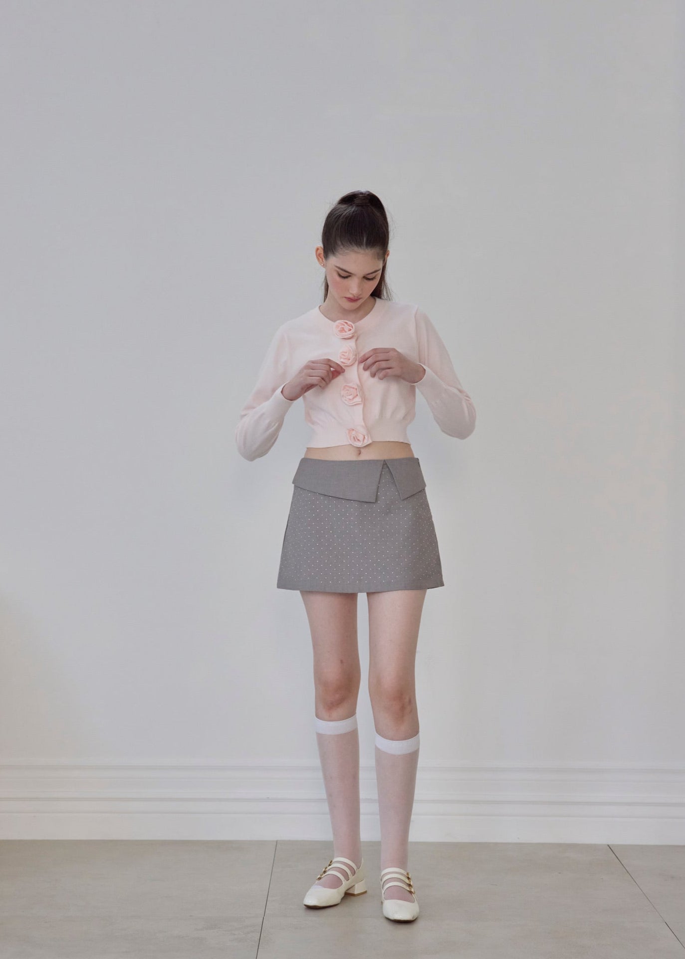 【9月下旬〜10月上旬発送】Rose flower motif cardigan