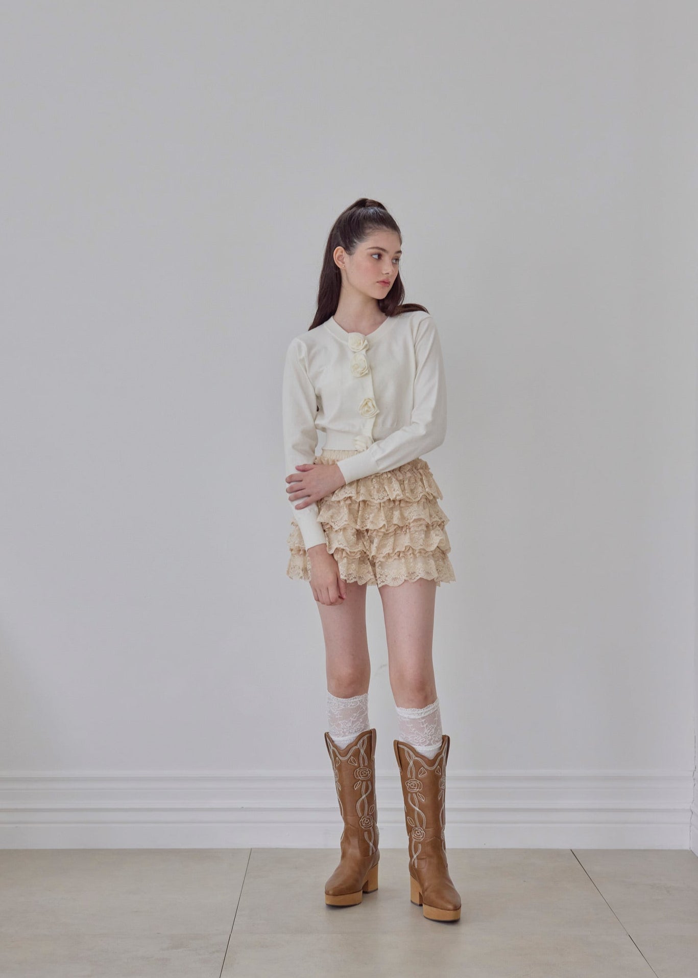 9月下旬〜10月上旬発送】Rose flower motif cardigan – Treat Ürself