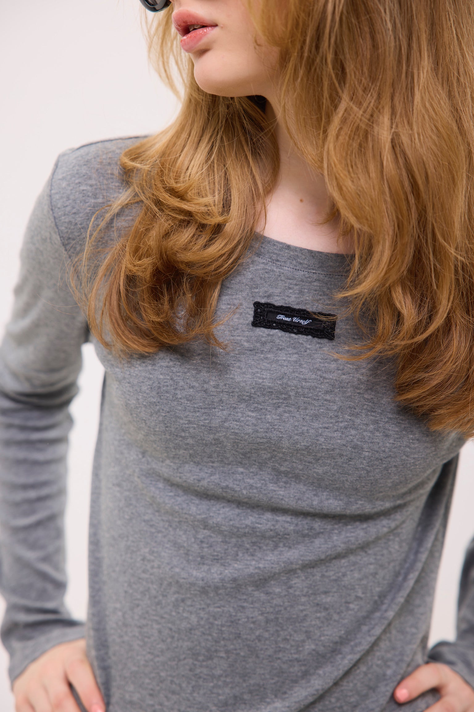 lace tag long sleeve T-shirts