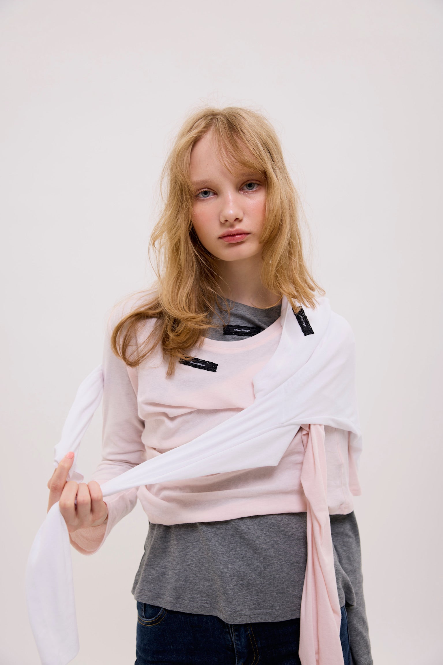 lace tag long sleeve T-shirts