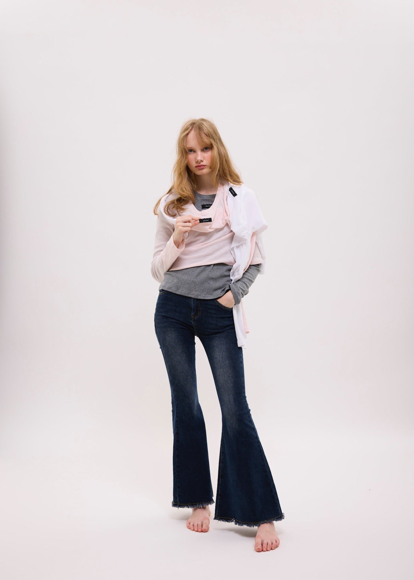 lace tag long sleeve T-shirts