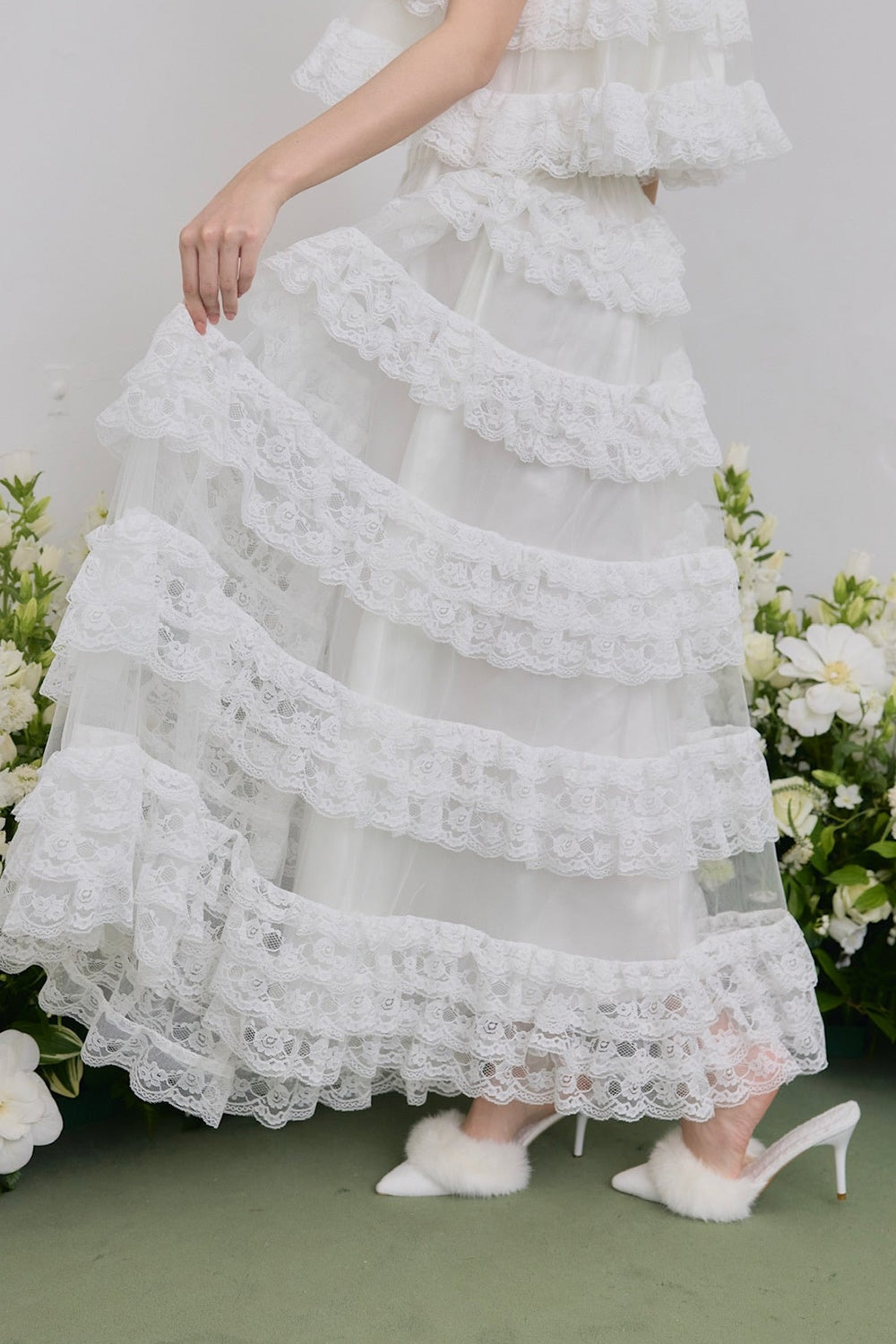 Ballerina lace tulle long skirt