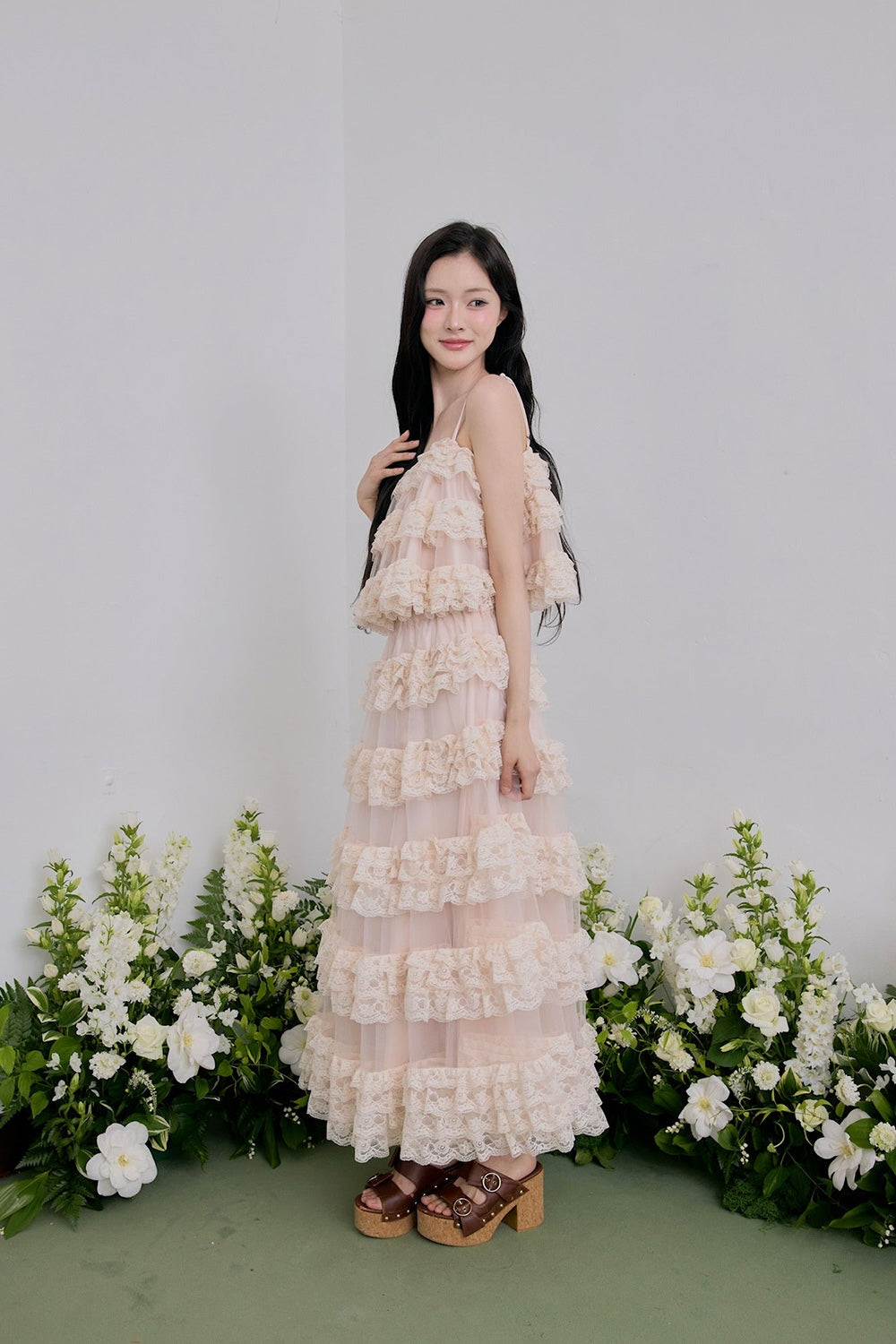 Ballerina lace tulle long skirt