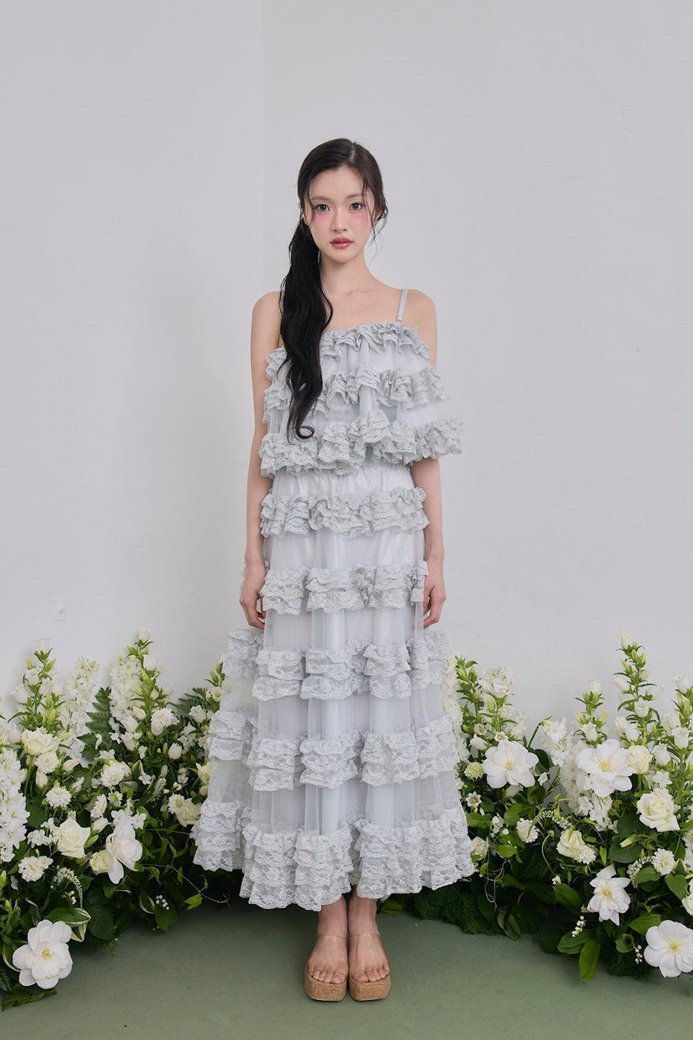 Ballerina lace tulle long skirt