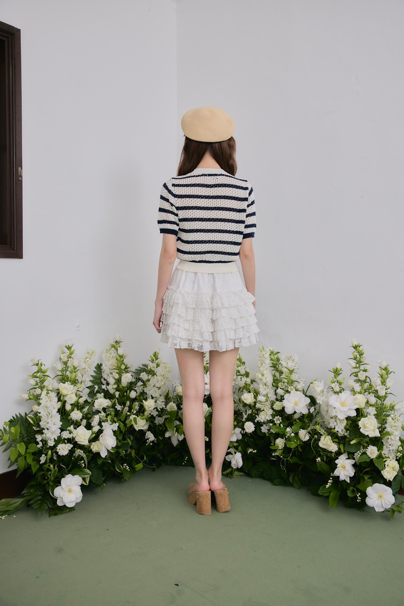 Marine border knit cardigan