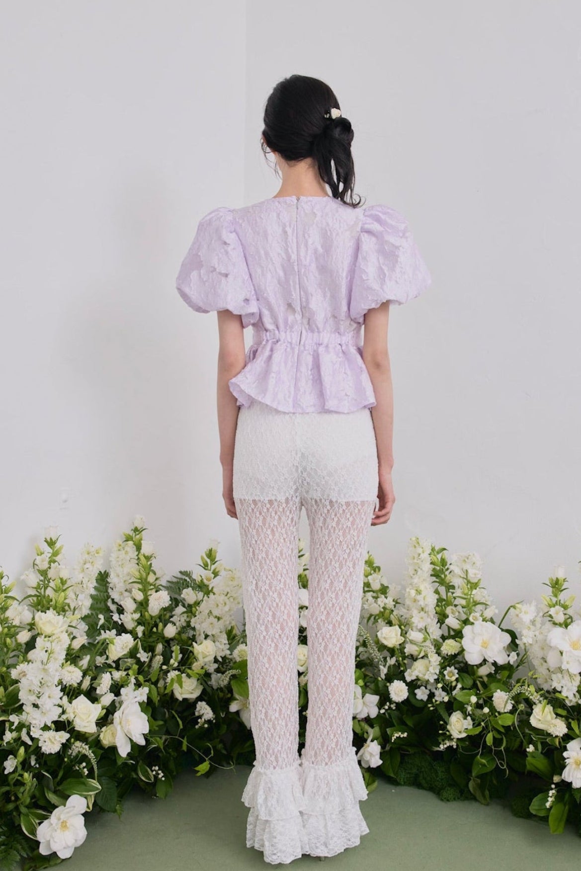 Butterfly jacquard peplum tops – Treat Ürself