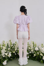 Butterfly jacquard peplum tops