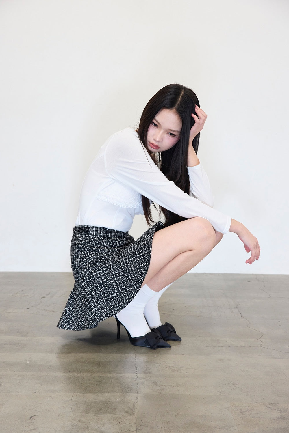 Elise Tweed Flare Mini Skirt