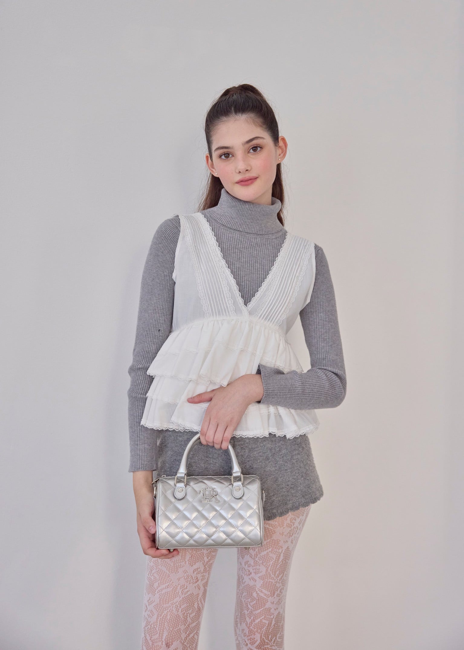 Treat Ürself tulle frill jersey(gray) トップス treat urself tulle frill jersey Treat Girl's tulle