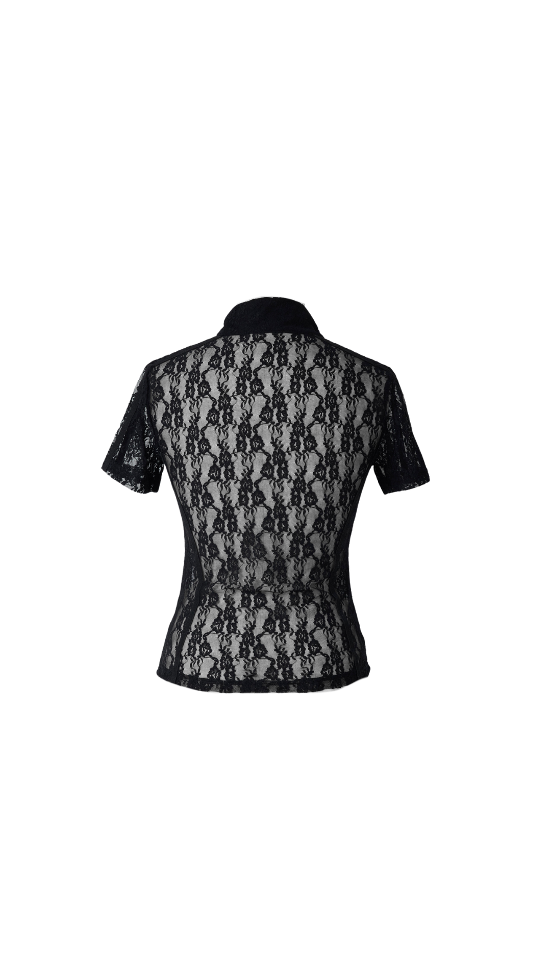 Logo lace half-zip tops
