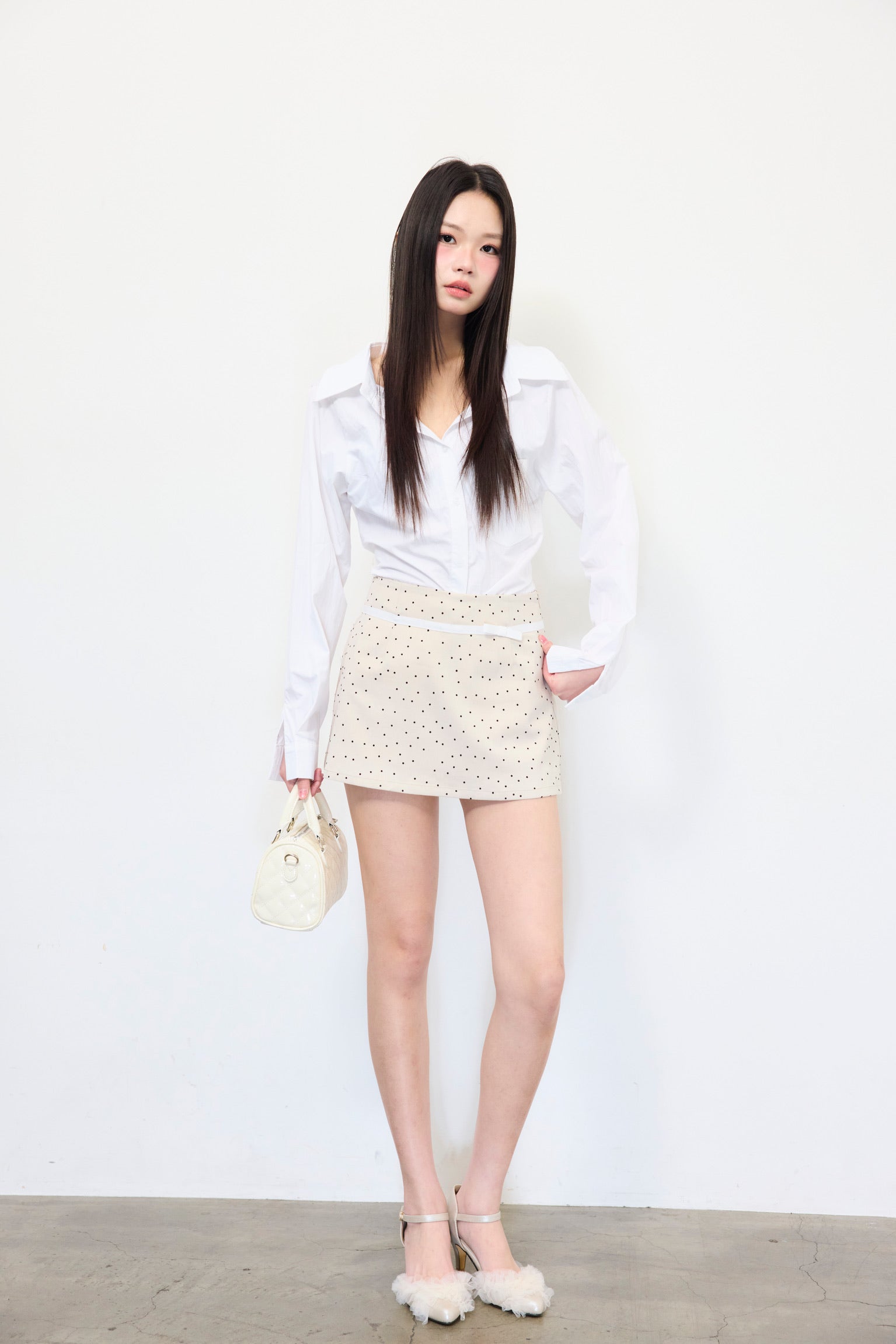 Juliet ribbon dot mini skirt