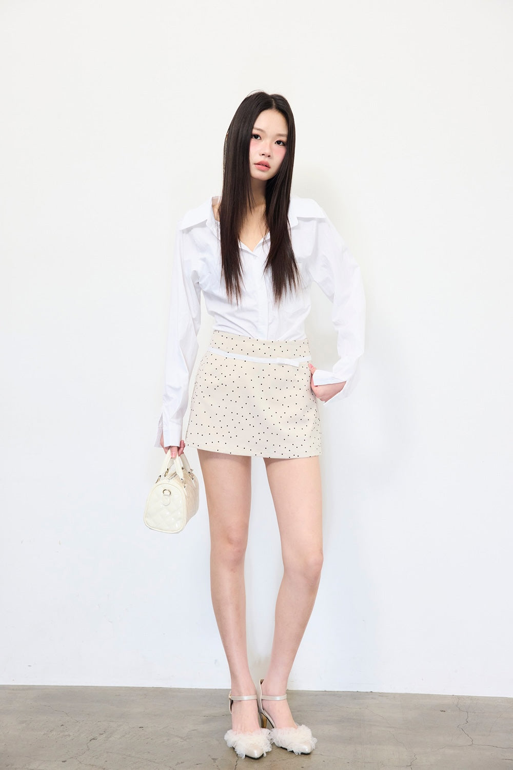 Juliet ribbon dot mini skirt