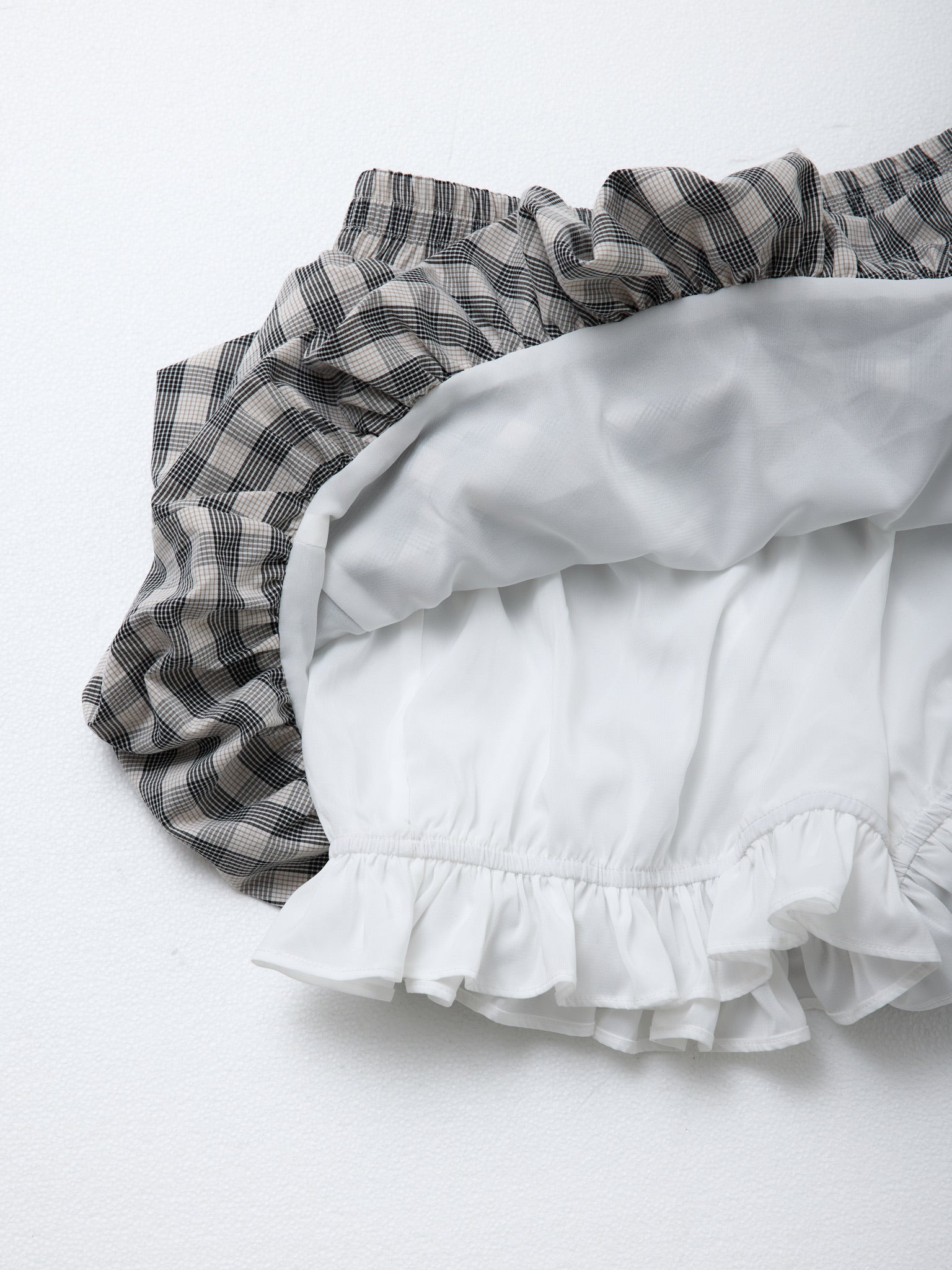 Gingham Ruffle Mini Skirt