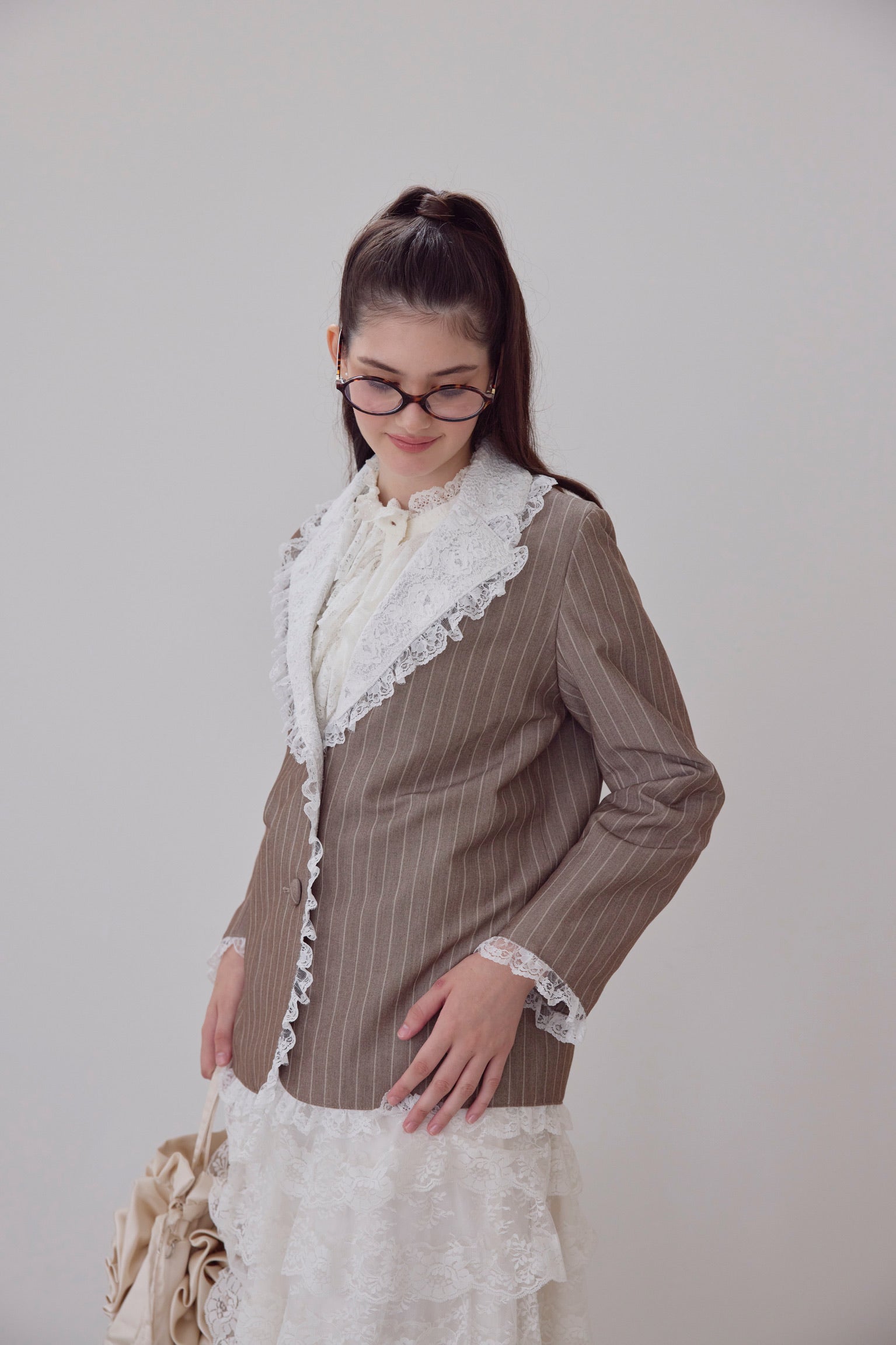 treat urself Retro lace jacket ベージュ Retro lace jacket – Treat Ürself